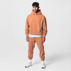 Toptan 11.3 oz ağır karışım Terry boş düz eşleştirme gevşek kapüşon eşofman eşofmanları kazak sweatshirts Sonbahar Kış Pulover Activewear Üstler Dipler