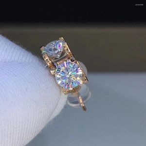 Stud Küpe Küpe Şiiri Yahudi Mağazası Kalp Moissanite Kesme Toplam 1.00ct Elmas Test Geçti Gül Altın Küpe Takı Hediyesi