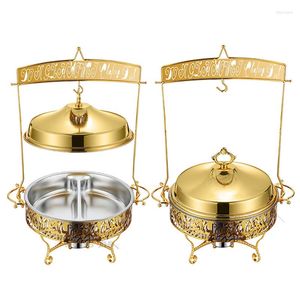 Наборы столовой посуды Кейтеринг Прямоугольная стеклянная крышка Посуда для сервировки Золотого цвета Набор жаровен Шведский стол Золотая грелка