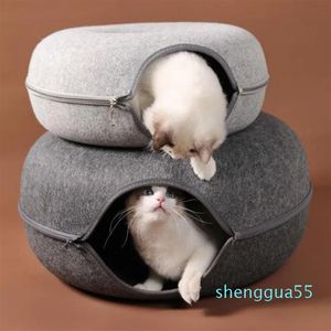 Cat Toys Cats House Basket Natural Felt Pet Cave Beds Nest Funny Round Egg-Type With Cushion Mat For Small Dogs Puppy Pets Supplie2135