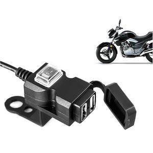 Diğer Otomatik Parçalar Çift USB Port 12V Su Geçirmez Motosiklet Gidon Şarj Cihazı 5V 1A/2.1A Telefonla Del Dhu4v için Güç Kaynağı Soketi