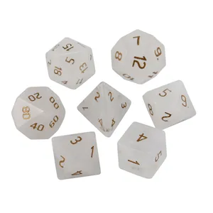 Natural White Crystal Polyhedral Loose Gemstones Dice 7pcs Set Dungeons & Dragons Crystal Dice Set DND RPG Games Ornaments Spot Goods Wholesale Accept Customized