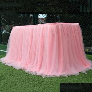 Masa etek düğün partisi tutu tle sofra takımı kumaş bebek duş ev dekor süpürme doğum günü 100x75cm damla teslimat bahçesi tekstil cl dhppg