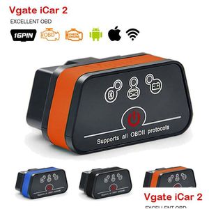 Code Readers Scan Tools Vgate Icar2 Wifi Obd2 Diagnostic Scanner Tool Elm327 V2.1 Obd 2 Mini Adapter Android/Ios/Pc Reader Drop De Dhcgt