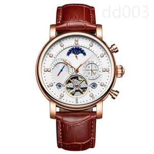 Klasik Mens AAA Tourbillon Wristwatch Geniş Deri Kayış Konforlu Reloj Resmi Borwn Siyah Günlük Tasarımcı İzler Yüksek Kalite SB042