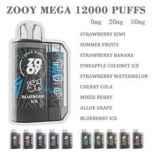 Оригинальный Zoy Mega Puff 12000, одноразовая электронная сигарета Puff, одноразовая сигарета Vape Puffbar 9000, перезаряжаемая батарея 0% 2% 5%, комплект вейп-ручек, предварительно заполненные тележки, капсула 12k