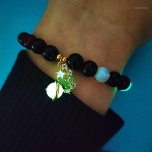 Нити из бисера светятся в темноте женский браслет флуоресцентные эластичные украшения модные креативные светящиеся мужские шармы натуральный камень B221l