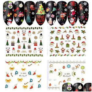 Araba Çıkartmaları Sevimli Lady Noel Tırnak Çıkarmaları Yıldızlar Stil Nosmas Tree Noel Bell Parmak Güzellik Sarar Yıldız Diy Çiviler Sanat Damlası Teslimat M Dhqyt