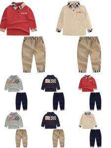 комплект детской одежды для мальчика, коричневые рубашки и штаны, хлопковый материал, красные комплекты одежды для маленьких девочек, оптовая продажа, детская модная одежда