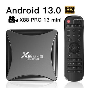X88 Mini 13 Android 13.0 RK3528 Rockchip Dört Çekirdek 8K Ultra HD Çift WiFi 2.4G 5G 2GB 4GB 16GB 32GB 64GB 100m LAN Akıllı TV Kutusu