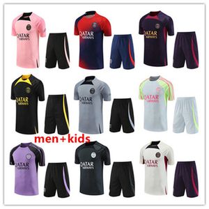 2023 24 PSG Tracksuit 23/24 Sportswear Homens Treinamento Terno de Manga Curta Futebol Jersey Kit Uniforme Chandal Adulto Crianças Suéter Conjuntos