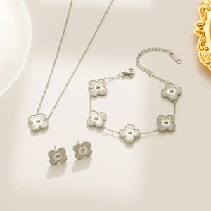Классическое ожерелье Cleef, женское четырехлистное ожерелье Van Clover Cleefity, браслет, серьги, золотые ювелирные изделия Sier, женский подарок на помолвку 2024