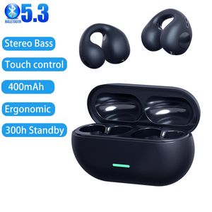 TWS Bluetooth 5.3 Kablosuz Kemik İletim Kulaklıkları T75 Klips Kulak Müzik Gürültü Sıkışan Kulaklık HD Arama Sporları Oyun Kulaklık