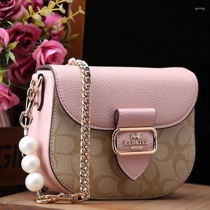 Lüks marka kadın moda zinciri üst düzey tasarımlı küçük yuvarlak çanta inci omuz crossbody el çantası