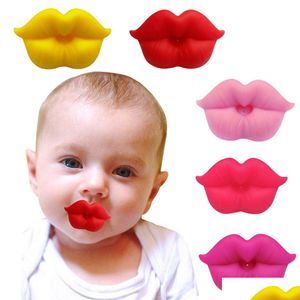 Eyaletçiler gıda sınıfı sile komik bebek dudak ağız şekli kukla meme uçları teether toddler pacy ortodontik yataklı emzik damla desen dhllm