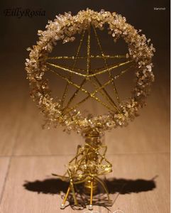 Düğün Çiçekleri Eilirozi Bling Gelin Buket Rhinestones Beş Noktalı Yıldız Mimarisi Altın Barok Yapı Buque de Noiva