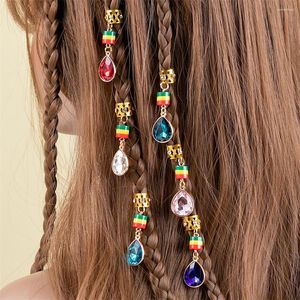Saç klipsleri 1 pc kristal su damla kolye kızlar kadınlar için lüks spiral saç tokası alüminyum halka rinestone aksesuarları hediye