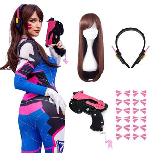 Theme Costume Dva Cosplay Costume Bodysuit Zenti Game Women Sexy Adult Jumpsuits Wig Gun Earphone Full Suit Halloween Party Costumes Clothing 230918