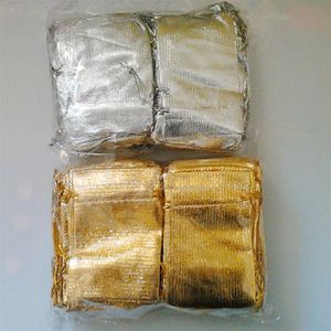 Золотые, серебряные тканевые упаковочные пакеты, мешочки для ювелирных изделий, свадебные сувениры, подарочная сумка для рождественской вечеринки, 7x9 см, 9x12 см238H