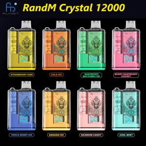 Новейший RandM Fumot Crystal 12000 затяжек Одноразовый вейп с маслом и индикатором мощности Предварительно заполненное устройство 20 мл 650 мАч Перезаряжаемая батарея Type-c Сетчатая катушка 16 вкусов