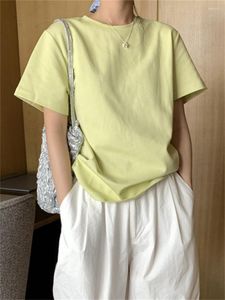 Kadın Tişörtleri Uzaylı Kitty Gevşek Tüm Maçlar Tees Katı Baz Giyim Kadın Yaz Yarım Kollu 2023 Ofis Lady Minimalist Moda Gündelik