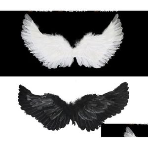 Parti Dekorasyonu Angel Wing Feather Fairy Wingsare Llow Tasarım Cadılar Bayramı Noel Masquerade Karnavalı Cos Cos Costs Pancs Black Drop D DH1CQ