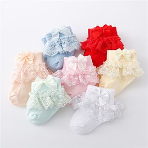 3 пары детских носков Lawadka, носки для новорожденных девочек от 0 до 24 месяцев, хлопковые кружевные носки для маленьких девочек, носки принцессы с бантом для маленьких девочек, весна 2023, 230918