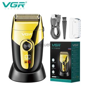 Barbeadores Elétricos VGR Shaver Professional Foil Shaver Recarregável Aparador de Cabelo Elétrico Máquina de Barbear para Homens com Base de Carregamento V-383 x0918