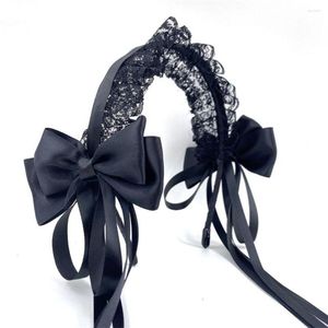 Saç Aksesuarları Lolita Cosplay Hoop Yay Bezi Şerit Çırpma Dantel Head Band Kadın Kore Stil Band