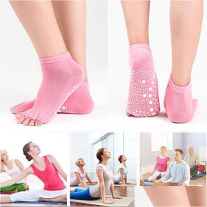 Çocuk Socks Womens Low Rise Half Toe Grip Slip Bale Yoga Pilates Barre kız moda spor çorap damla teslimat bebek annelik c dhiy.