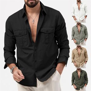 Дизайнерские мужские куртки больших размеров 3XL 4XL Осень-зима Рубашки с длинным рукавом Мужские пальто Повседневные однотонные топы с отложным воротником Однобортная верхняя одежда Оптовая одежда 11001