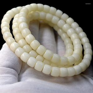 Strand Year Craft 8 7mm Perline a taglio dritto Bracciali bianchi Corypha Umbraculifea Bracciale multicerchio 108 Semi di Bodhi da donna