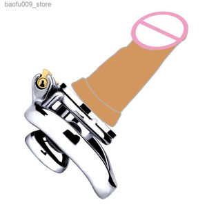 Other Health Beauty Items FRRK Flat Chastity Cage with Skin Dildo CBT Game Play Erect Denial Stainless Steel Negative Cock Ring Urethral Tooys for Man Q230919