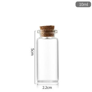 Toptan 10ml 22x50x12.5mm küçük mini açık cam şişe kavanozları Cork Stoppers/ Mesaj Düğünleri ile Kılıf Partisi Dilekleri SN6264