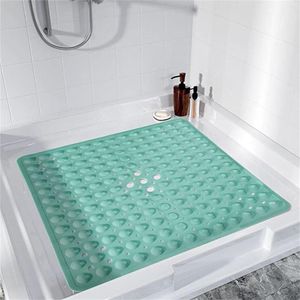 Bath Mats Square Shower Tub Mat For Bathroom Non Slip Bathtub With Suction Cups Drain Holes Machine Washable 53x53cm/ 21x21 Inch