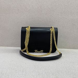 Zincir alt omuz çantası orijinal deri altın donanım oyuk out işaret tasarımcısı düz cüzdan kadın flap crossbody çantalar 23cm