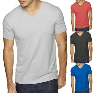 Erkekler Tişörtleri Şık Bahar/Yaz Günlük Kısa Kollu V Boyun Düz Renkli Gömlek Ağır Pamuklu Erkekler Pizza Gezegen