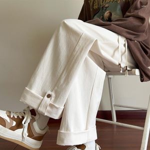 Calças masculinas 2023 casual solto cintura elástica em linha reta puro algodão cor sólida moda tendência de alta qualidade calças M-3XL