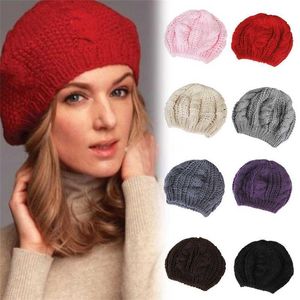 Kadın Lady Beret Örgülü Baggy Örgü Tığ işi Beanie Şapka Kapağı Kış Sıcak 230920