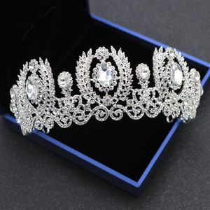 Lüks Barok Kraliçe Kristaller Düğün Taçları Gelin Tiaras Elmas Takı Rhinestone Başlıkları Ucuz Saç Aksesuarları Pageant Ti271K