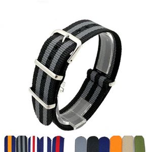 10 pz / lotto Esercito Militare Nato Cinturino in nylon per orologio Braccialetti per cinturino 18mm 20mm 22mm270e