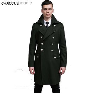 Мужские полушерстяные пальто и куртки CHAOJUE Design S-6XL больших размеров для высоких и больших мужчин, зеленое шерстяное пальто, немецкая армия, темно-синий бушлат, бесплатная доставка L230919
