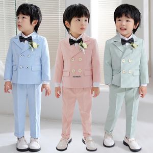 Suits Korea Boys Pography Suit Children Wedding Dress Kids Stage Performance Blazer Suit Baby Birthday Formal Ceremony Costume 230918