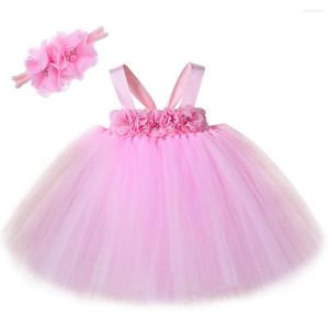 Kız Elbise Pembe Çiçek Bebek Tutu Elbise 1. Doğum Günü Kıyafet Bebek Toddler Pography Kostümler Doğdu Poshoot Tutus Set