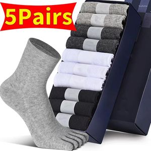 Мужские носки, 10 шт., хлопковые удобные деловые носки с пятью пальцами, спортивные носки для бега, дышащие мужские носки с дезодорантом