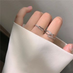 Double Layer Adjustable Finger Rings for Women Girls Geometric Cross Design Open Ring Party Jewelry Wholesale YMR030