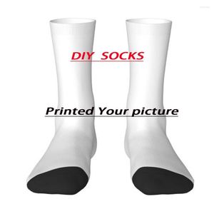 Мужские носки, зимние теплые крутые унисекс, индивидуальный логотип с вышитым логотипом или принтом вашего имени, буквы имени, впитывающая средняя трубка