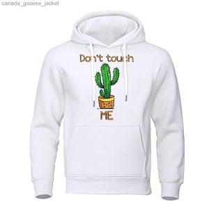 Мужские толстовки с капюшоном Don't Touch Me Prickly Cactus Printing Одежда Мужская мода Толстовки с капюшоном Crewneck Хип-хоп Толстовка Теплая свободная мужская толстовкаL230920