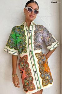 Повседневные платья kaaazi Женщины печатные мини-платья с коротким рукавом с коротким рукавом.