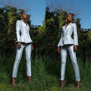 Satin Women Blazer Sets Mother Of The Bride Pants Suits Custom Made Tuxedos For Lady Party Prom Wear 2 Pieces
